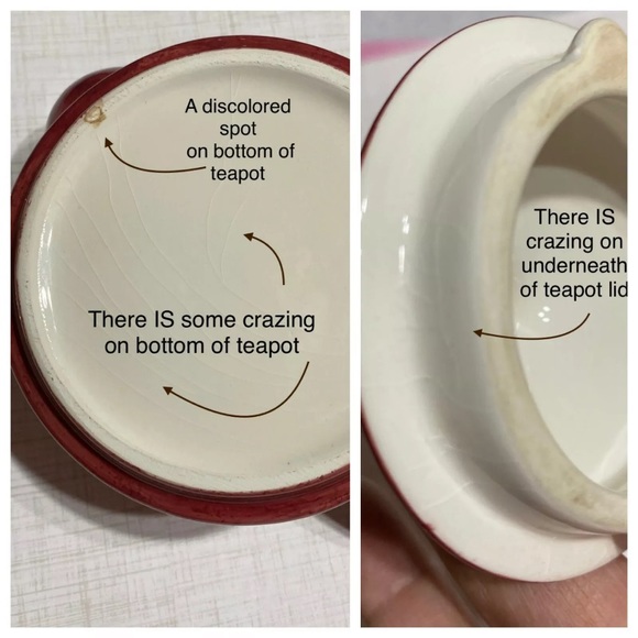 💥HOST PICK💥Hand Painted Squat 3 3/4” Tea Pot+Lid - Red Brown/Tan ~Some Crazing - Picture 10 of 11